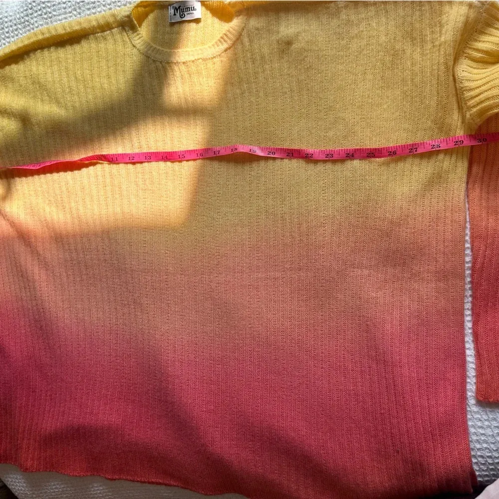 Show Me Your Mumu women’s ombre oversized knit sweater small pink yellow orange - Image 6