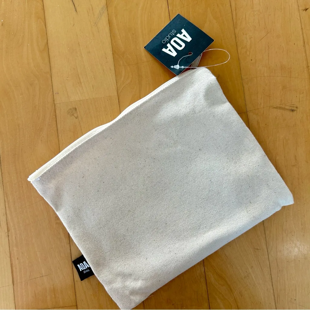 AOA Studio “Contents: My Face” Canvas Travel, Makeup Bag Pouch, Cream, Black - Image 3