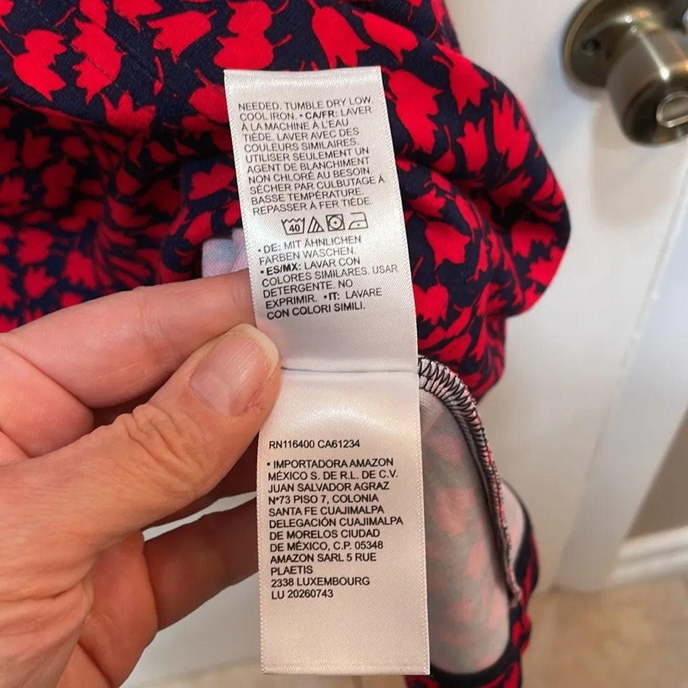 Red & Blue Floral Print Sleeveless A-Line Zip Back V-Neck Dress Size 2 - Image 14