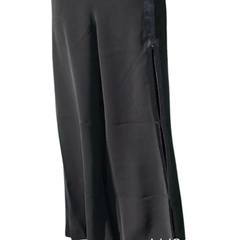 Cache Black UN-ZIP 32" LEG TO THIGH Pant Satin Seam Flair Flat Front NWT $138 - Image 13