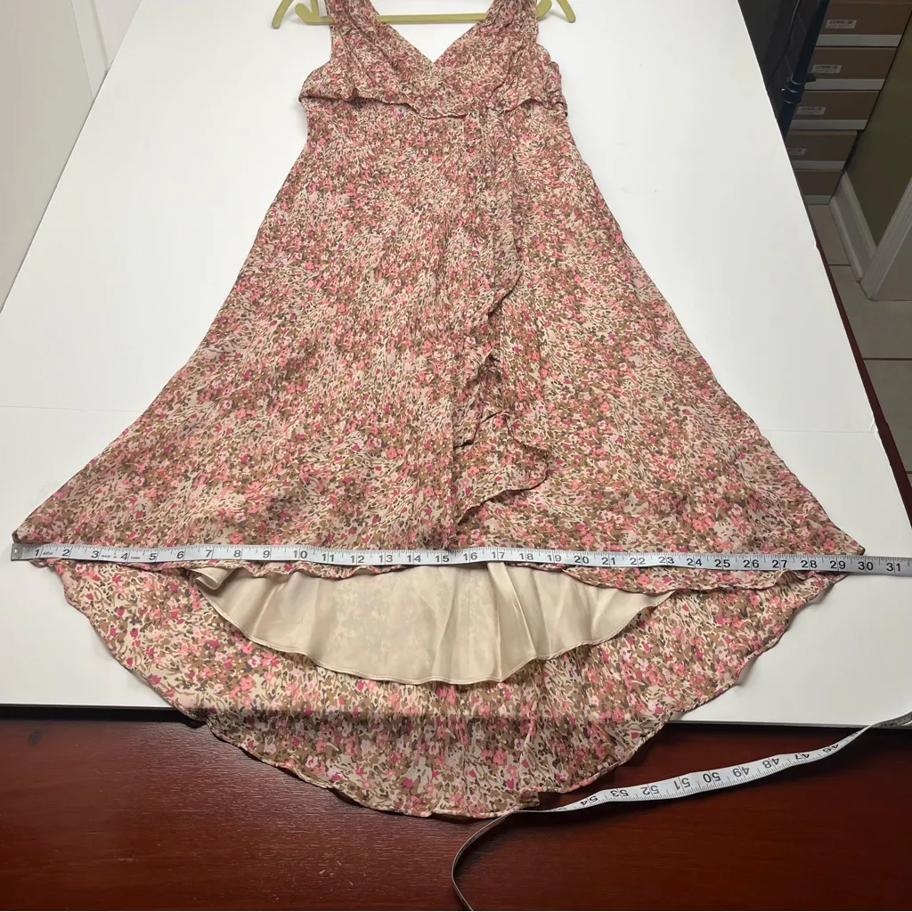 Maggy London Petites Pink Brown 100% Silk Whimsigoth Coquette Fairy Dress SZ 12 - Image 4