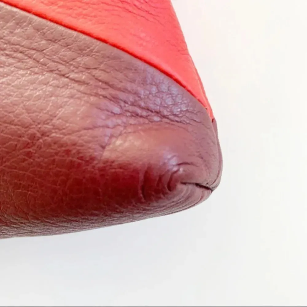 Fossil Dawson Pebble Leather Patchwork Crossbody‎ Tan Maroon Persimmon Zip Bag - Image 6