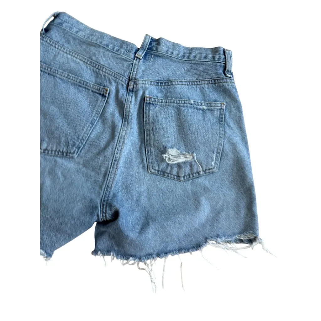 AGOLDE Denim Distressed Asymmetrical Shorts Size 28 - Image 4