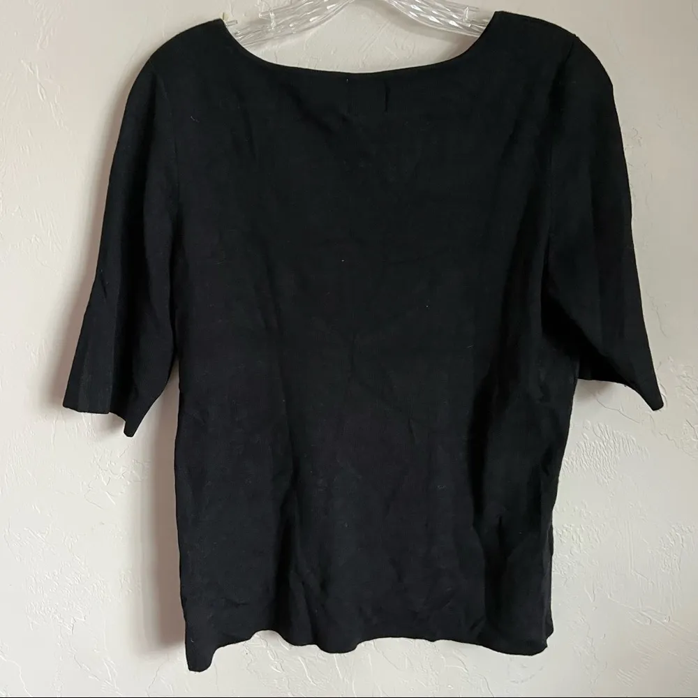 Ruby Rd Black Thick Knit Tulle Floral Accent Top Size XL - Image 6