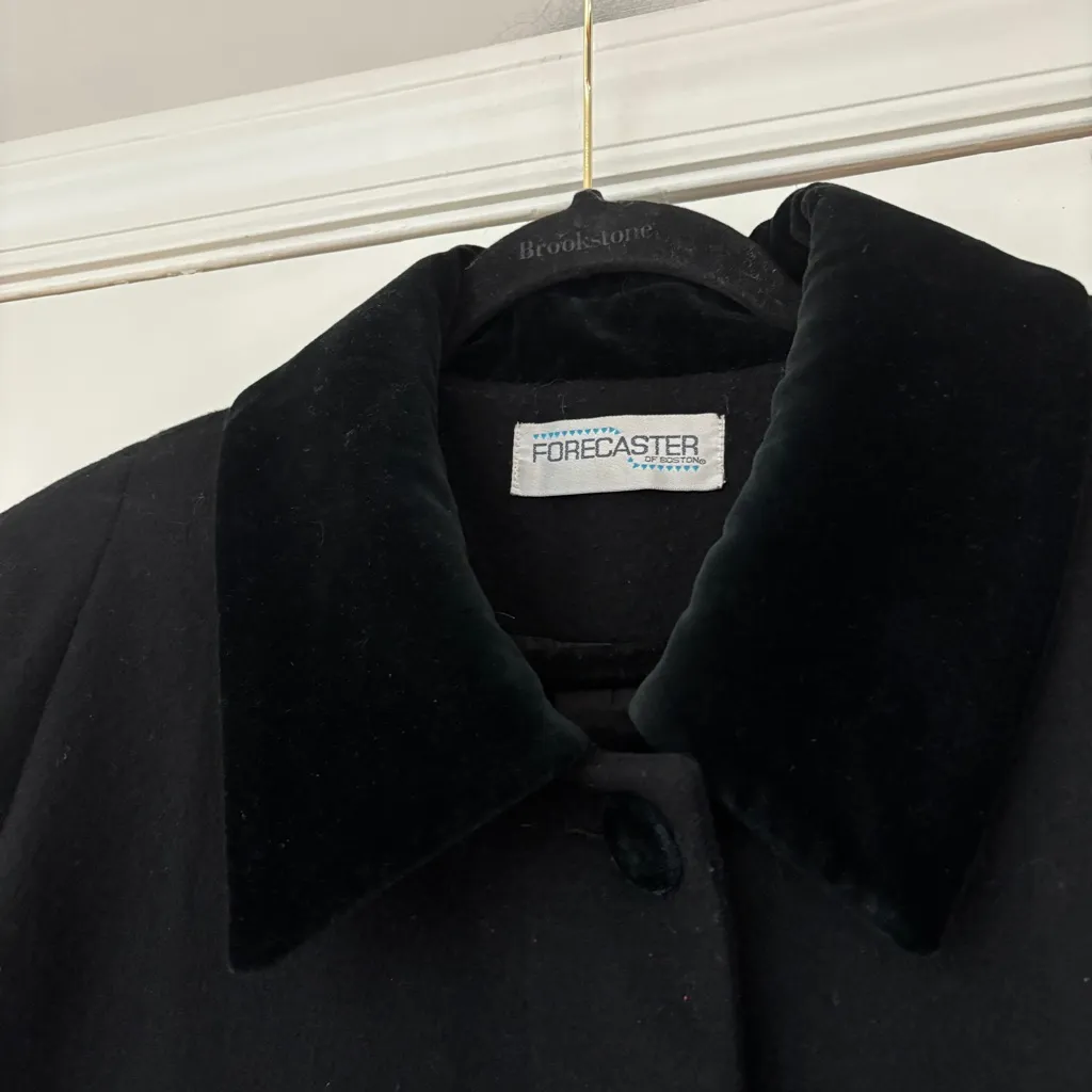 VTG‎ Forecaster of Boston Vintage Black Velvet Long Over Coat Union Made in USA Size 1X - Image 5