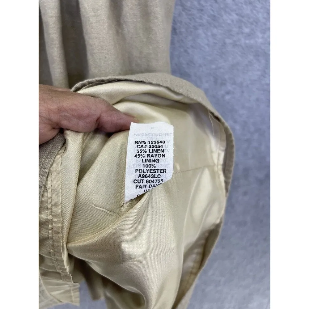 Molly New York Women's Sleeveless Fit & Flare Dress Plunge Size 0 Brown Linen - Image 6