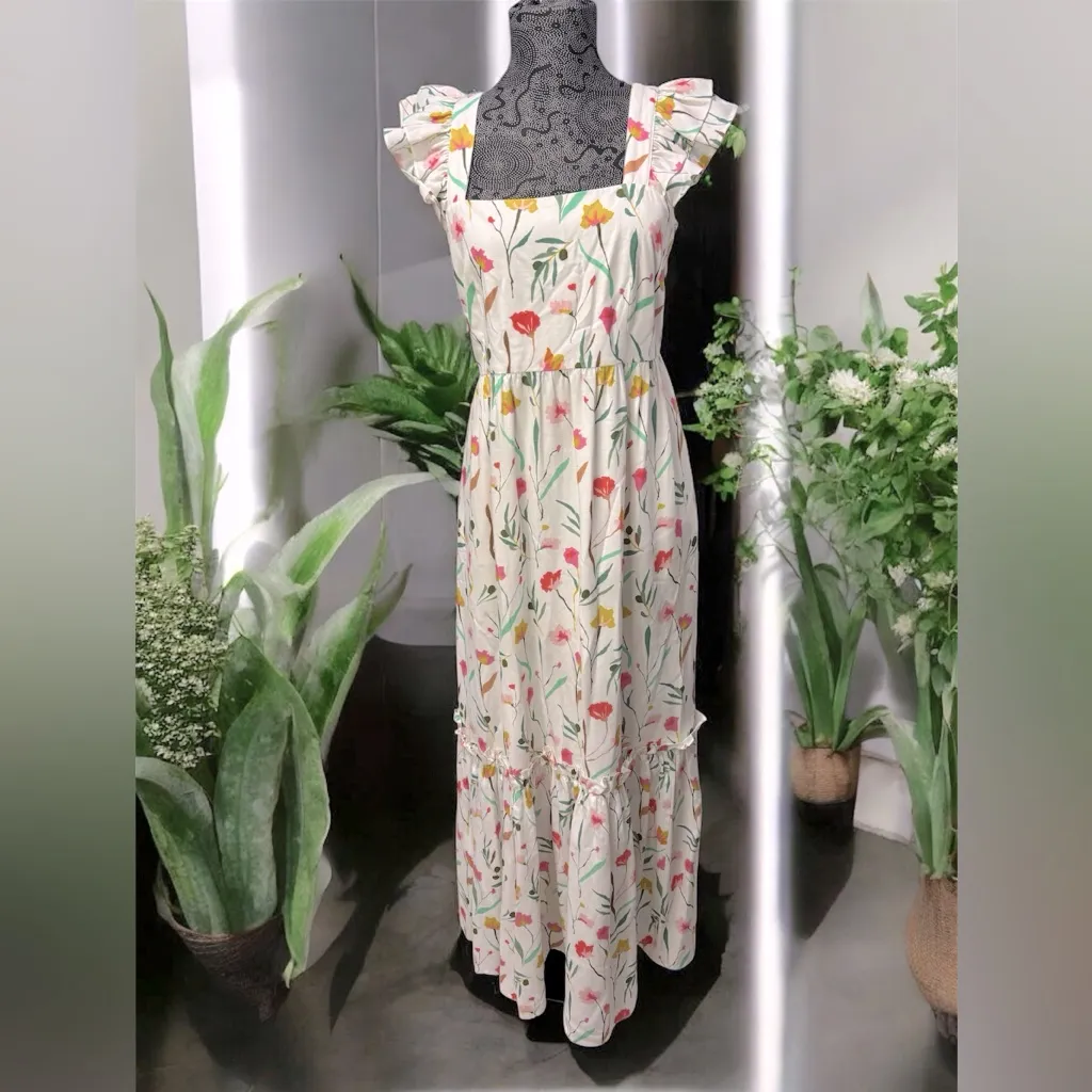 CROSBY by Mollie Burch linen cotton floral midi maxi size M - Image 3
