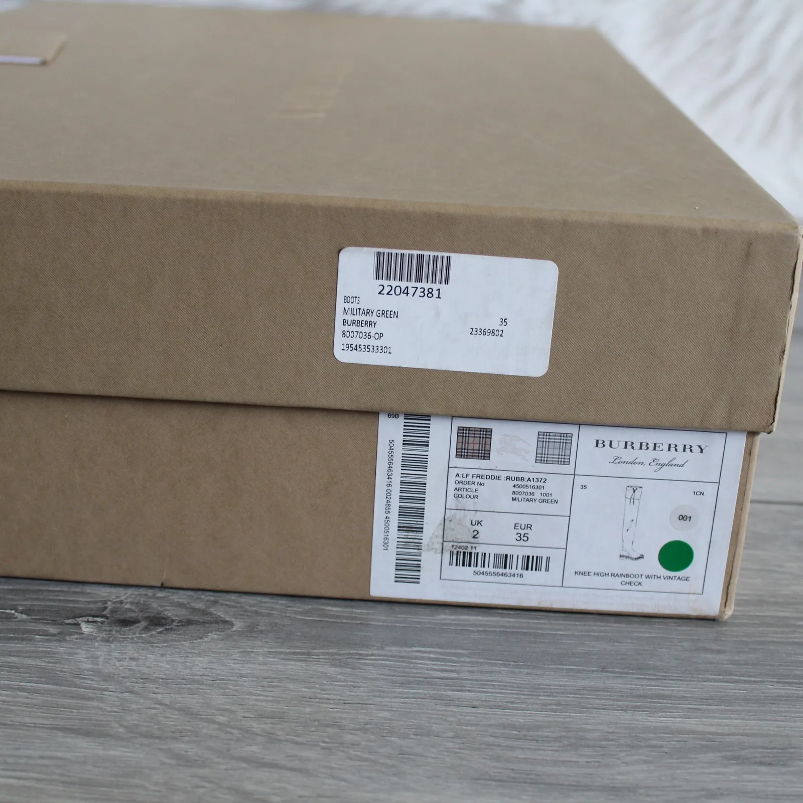 Burberry Tall Rain Boots Olive Plaid Check - Image 11