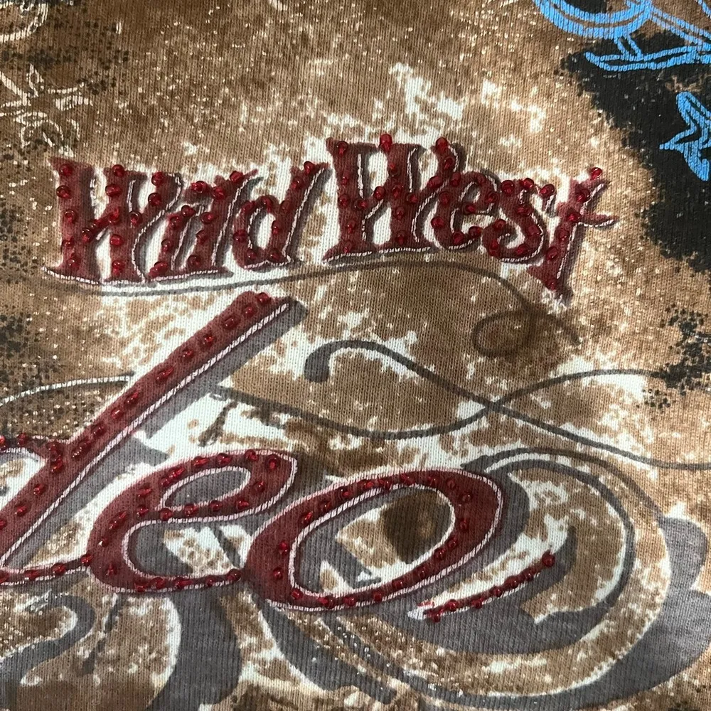 Take Two Clothing WILD WEST RODEO Embellished Scoop Neck 3/4 Sleeve Shirt Top 1X Black - Image 3