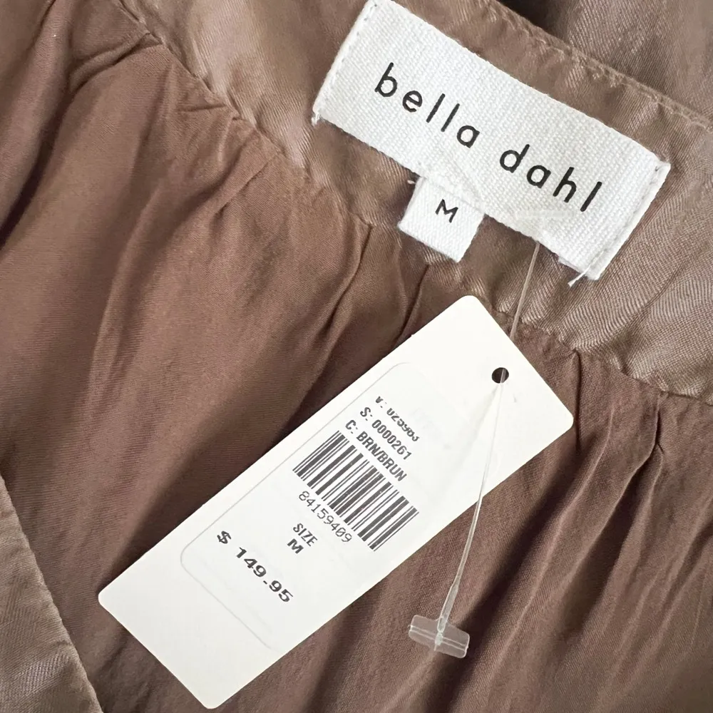 NWT BELLA DAHL Square Neck Baby Doll Tiered Brown MIDI Dress Sz M - Image 7