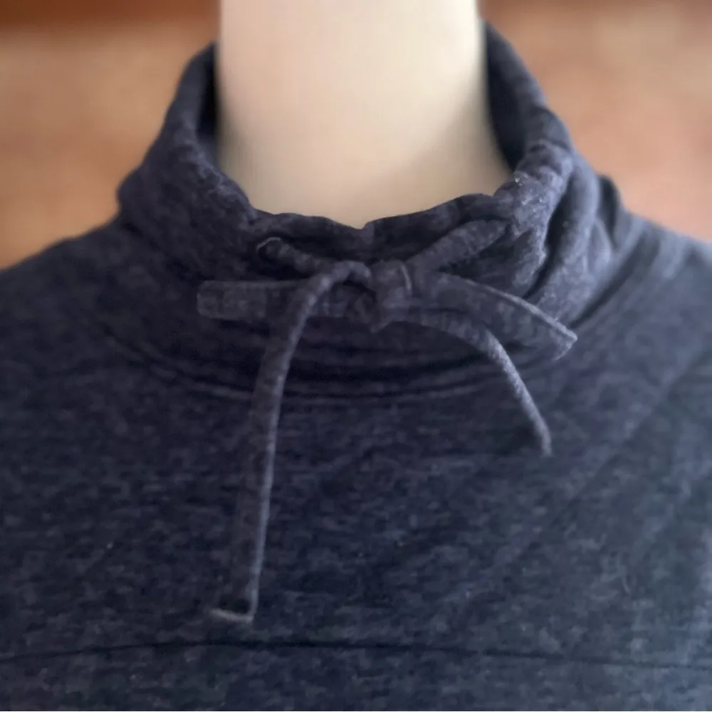 32 Degrees Sweatshirt Navy Blue Quilted Fleece M Cowl Neck Drawstring Casual - Image 3