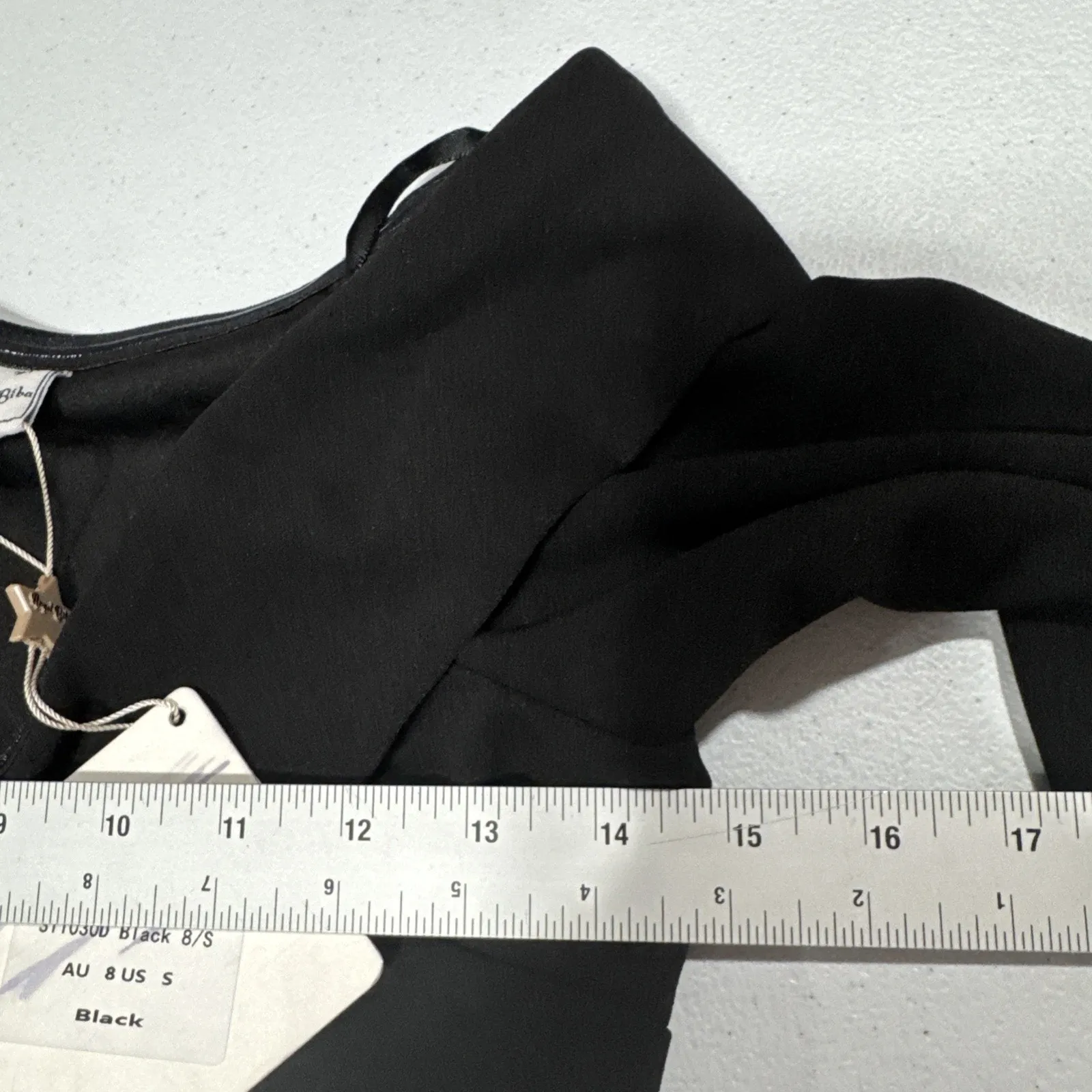 Angel Biba Womens S Off the Shoulder Black Mini Dress V-Neck Long Sleeve Party - Image 9