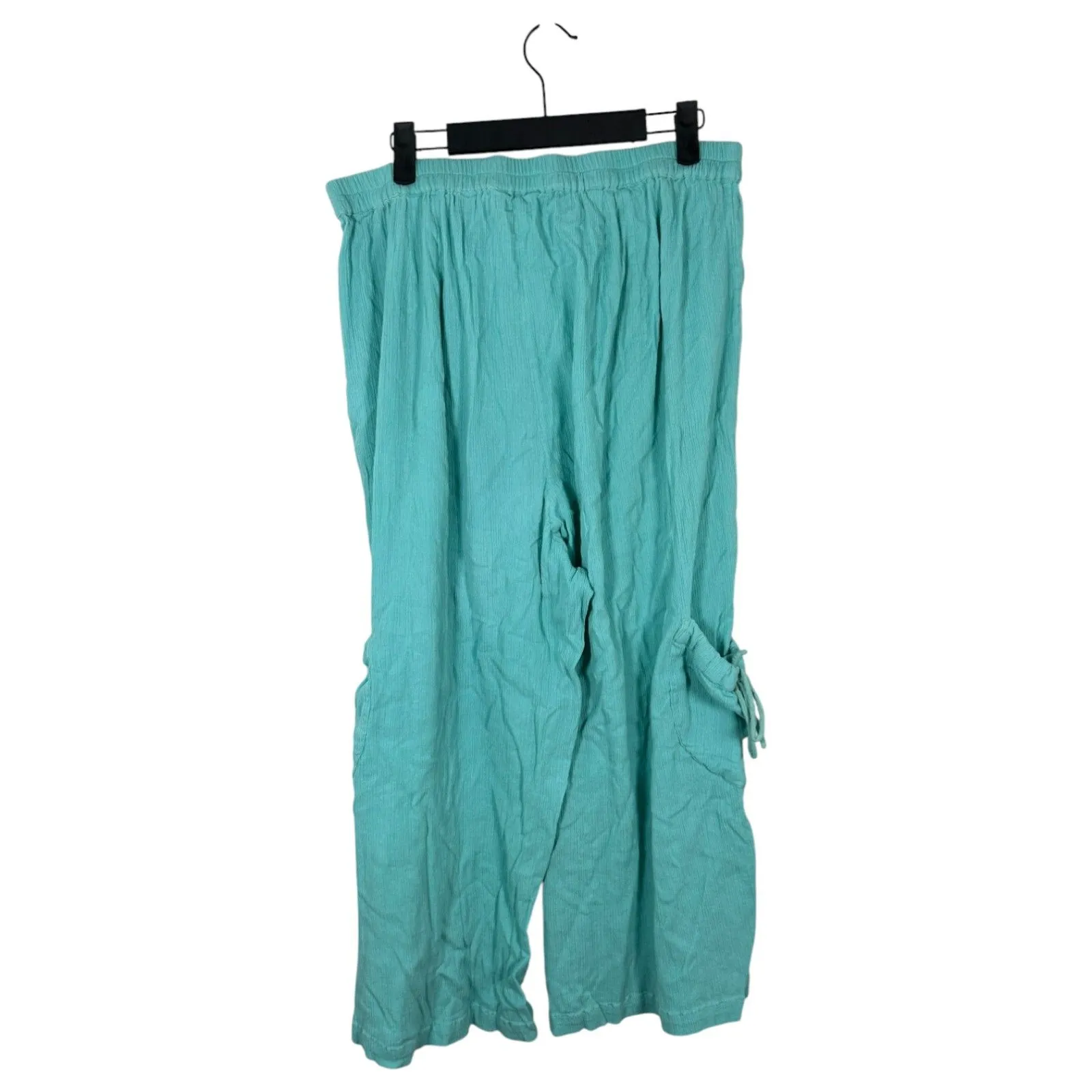 April Cornell Traveler Pant Blue Gauzy Lagenlook Flowy Crop Cargo Pants Size XL - Image 2