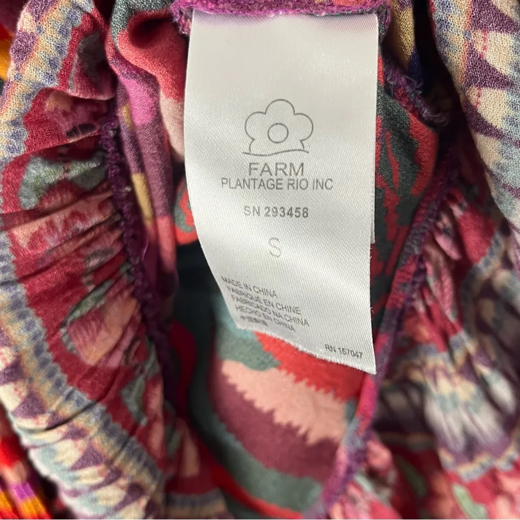 FARM RIO Long Sleeves Mixed Abstract Patches Button Front Mini Dress Size Small - Image 11