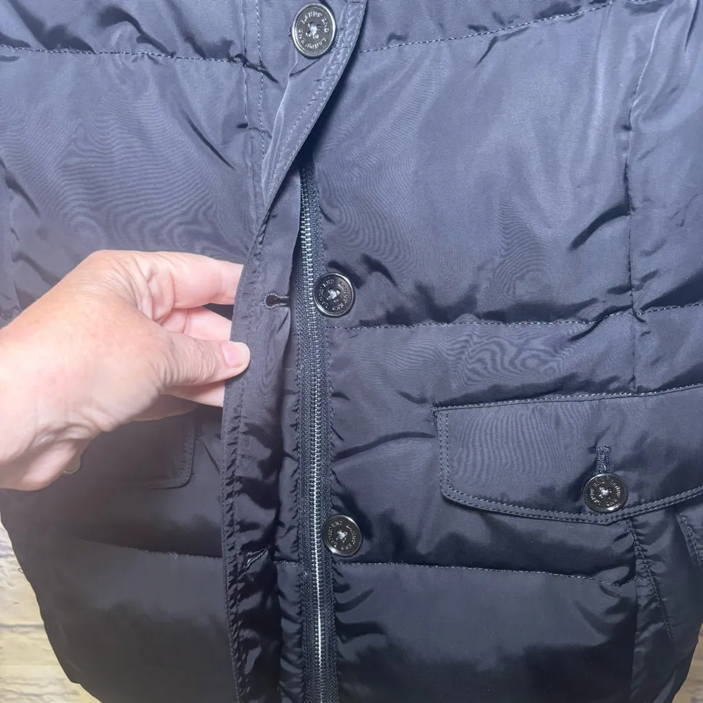 Lands' End Women's Goose Down Puffer Vest Faux Fur  Hood Small Outdoor - Image 4