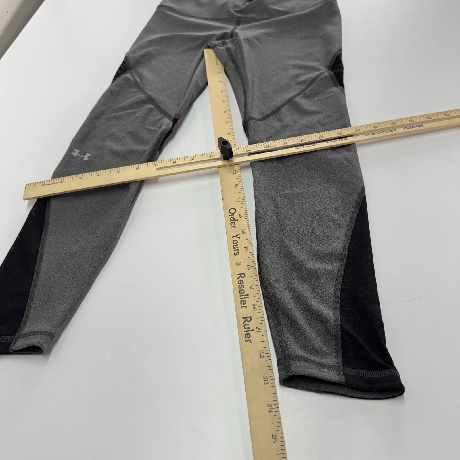 Under Armour‎ Leggings Womens Medium Gray Black HeatGear Compression Mesh Panels - Image 6