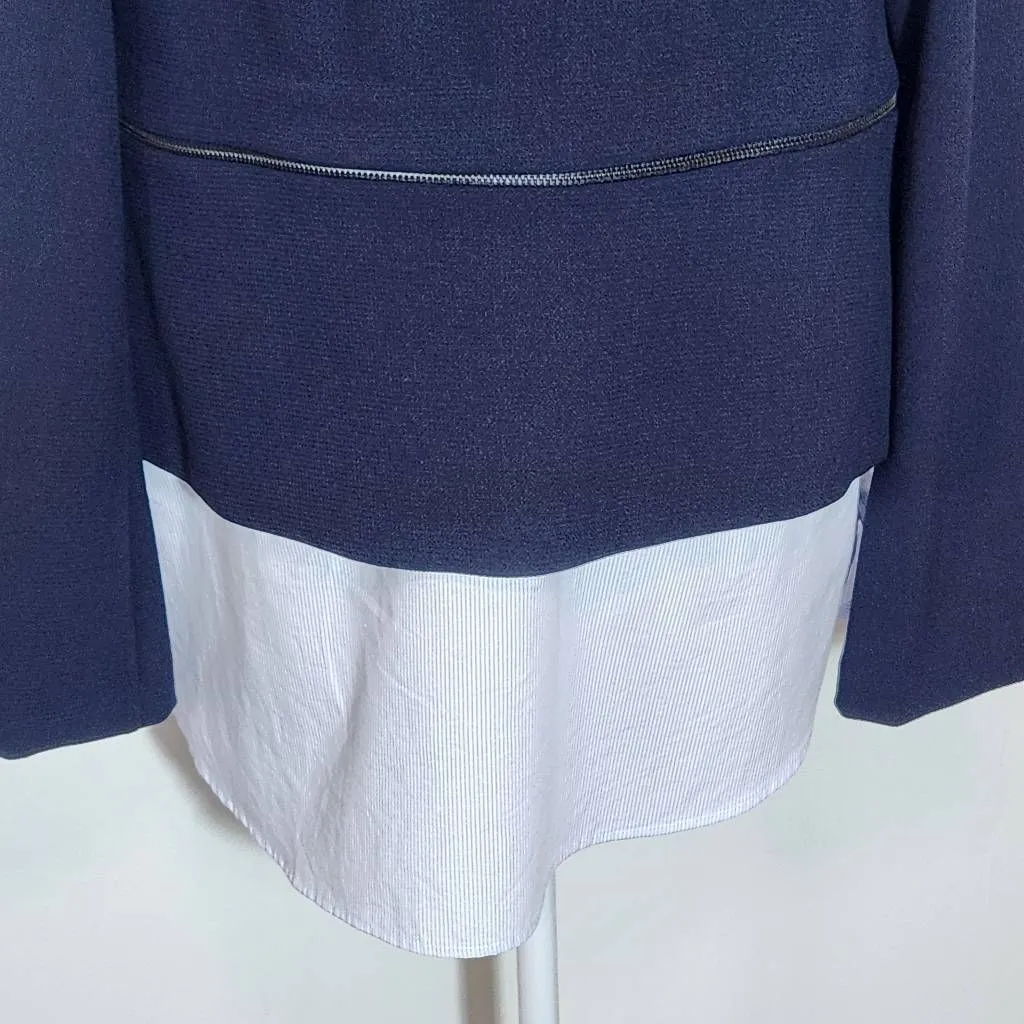 Zara Navy Knit Pullover with Zipper Hem and Blue Stripe Accent NWT Size Medium - Image 8