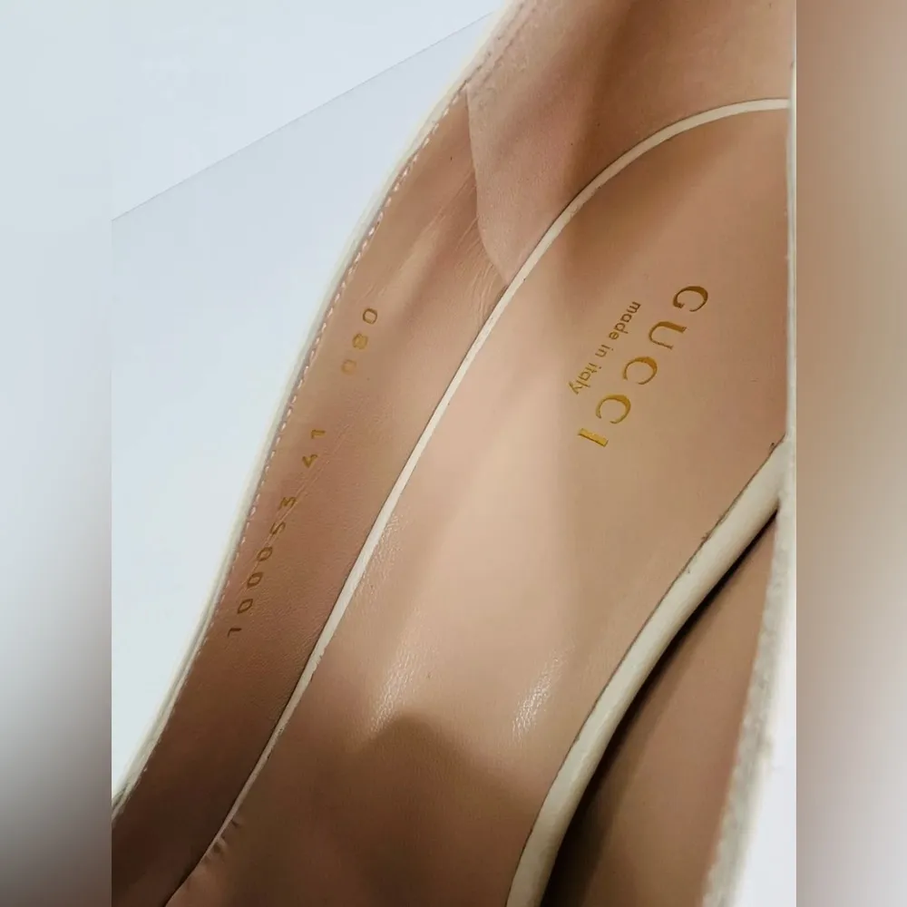 Gucci Blondie Women's Natural Gg Logo Leather Block Heel Pumps Size EU 41 - Image 8