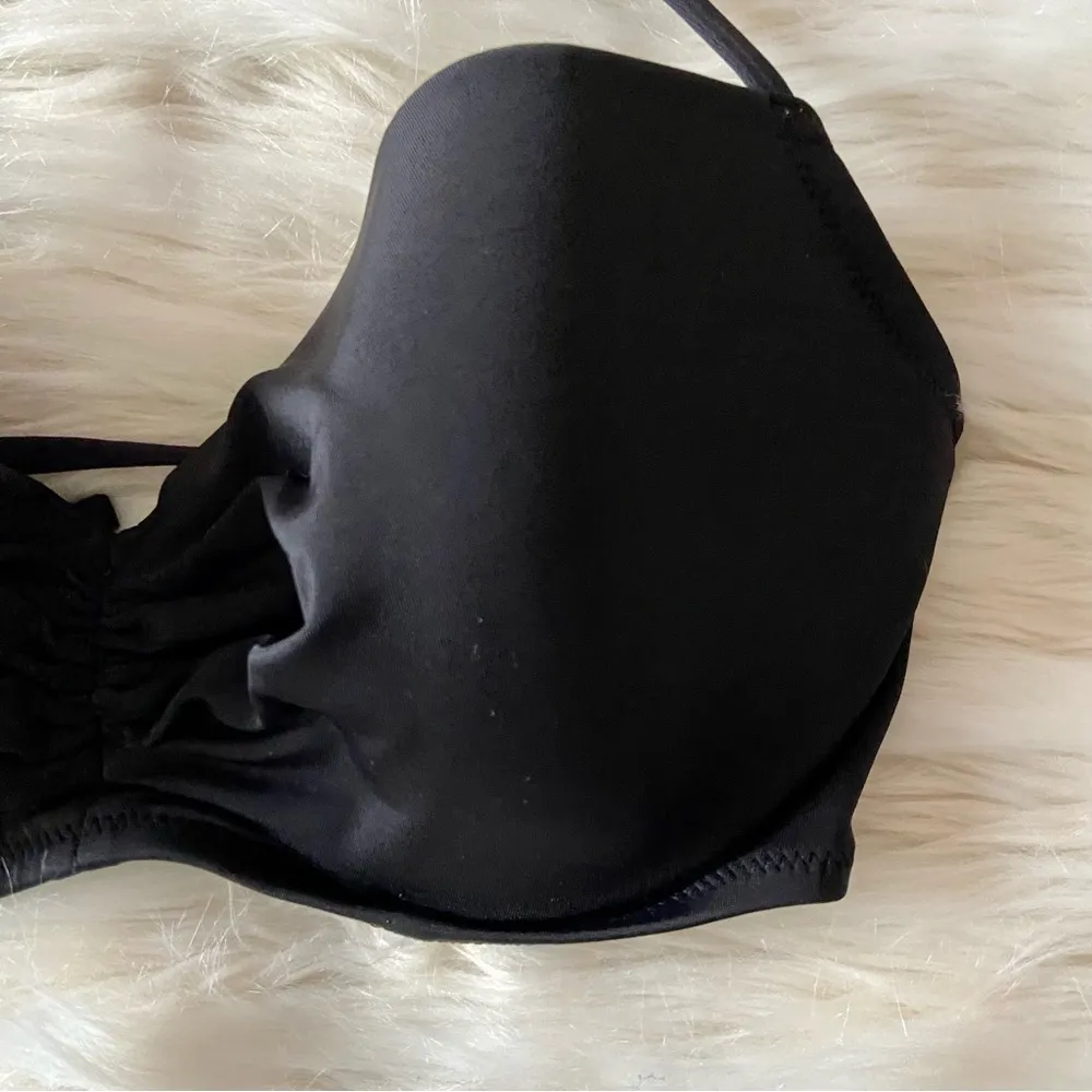 Shade & Shore Black Ruched Underwire Bikini top Sz 34C - Image 3