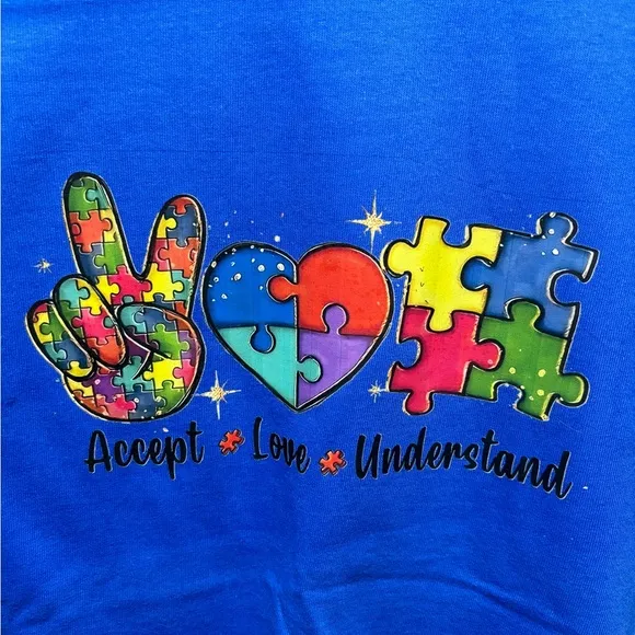 Autism awareness custom graphic tshirt Blue Size M - Image 2