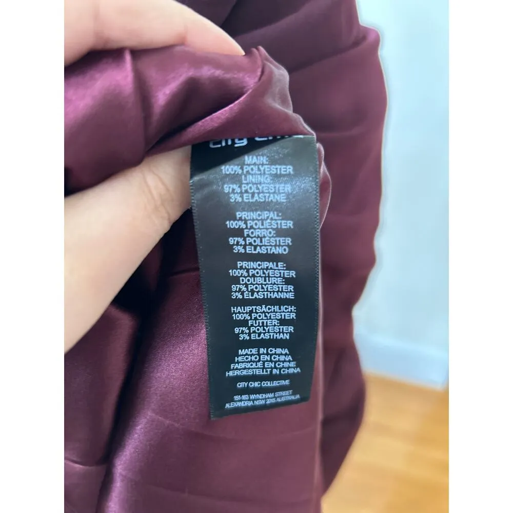 NWT City Chic Rippled Love Oxblood Burgundy Ruched Midi Sheath Dress - Image 8