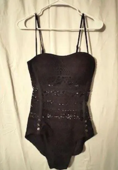 NEW Lookbook Store black mesh bathing suit, swimsuit, removable straps size 6 - Image 1