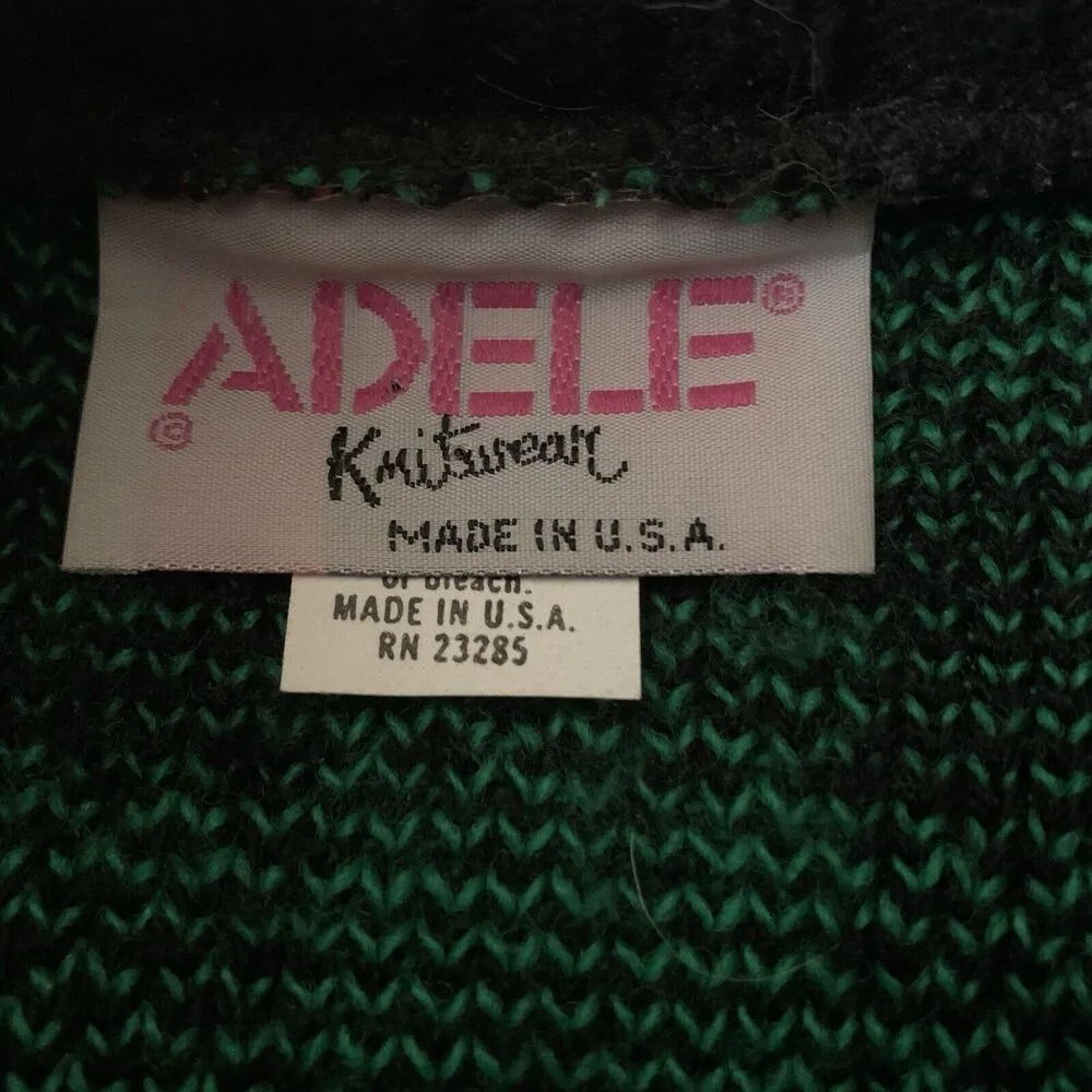 Vtg Green Black Sweater Pullover Made In USA Women’s Sz S/M? - Image 5