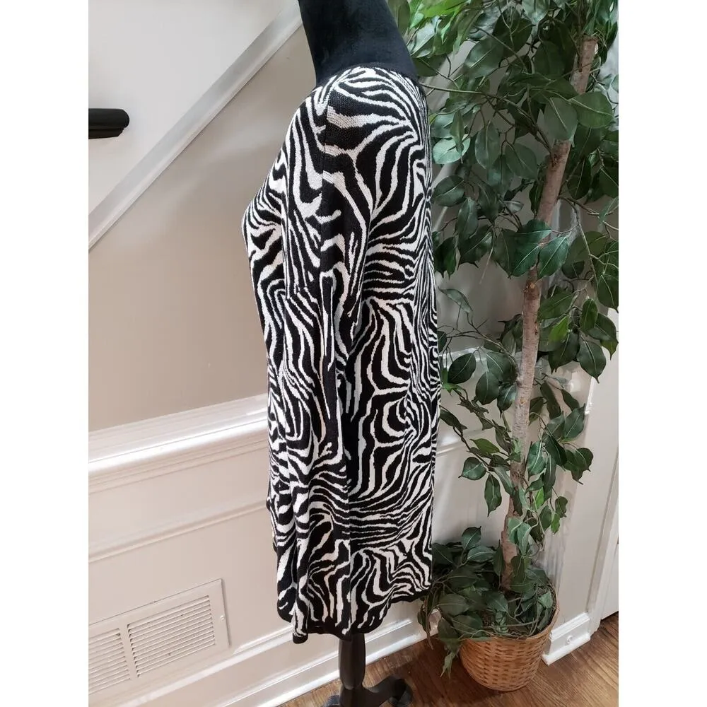 Est. 1946 Womens Black Animal Print Cotton Round Neck Long Sleeve Sweater Large - Image 4