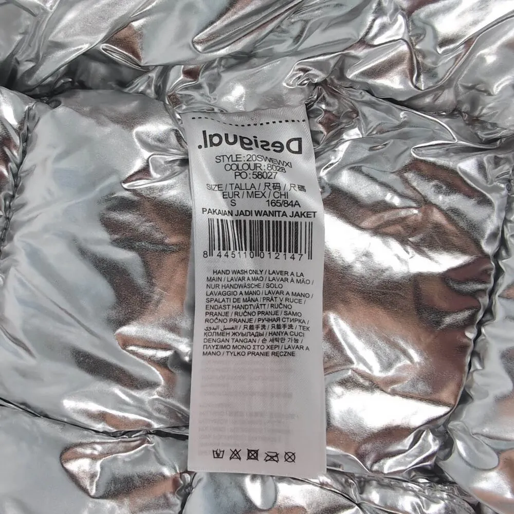 Desigual Jasmine Gold Metallic Puffer Padded Women's Jacket - US Size XS - NWT - Image 8