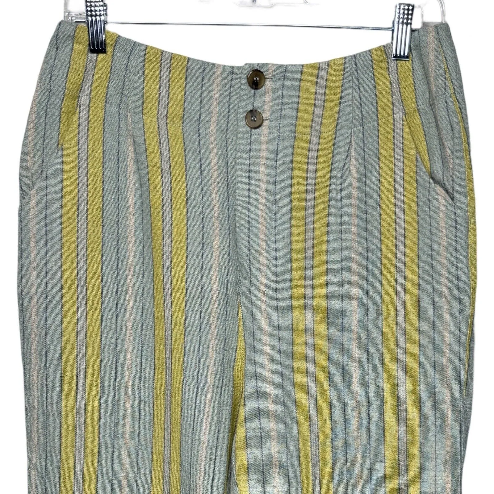 Soft Surroundings Pants Womens 8 Caldera Striped Linen Blend Cropped Capri Boho - Image 3