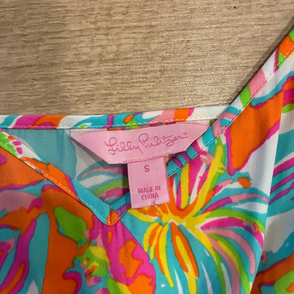 Lilly Pulitzer Deanna Romper Belted Pink Orange Blue Seashell Size S - Image 2
