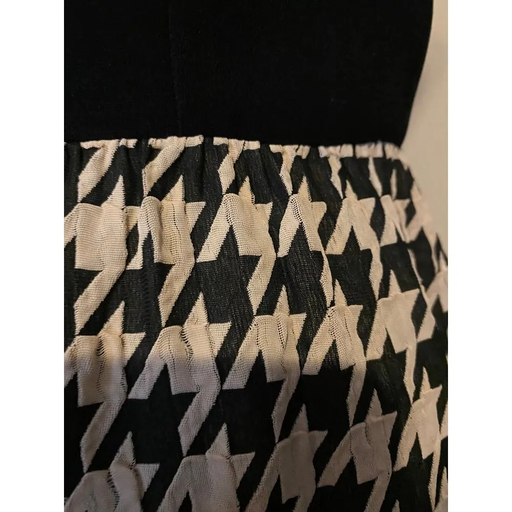 $285? NWT VTG Sophy Curson Weill 38 6 Houndstooth Dress Black Beige Plaid Tweed - Image 4