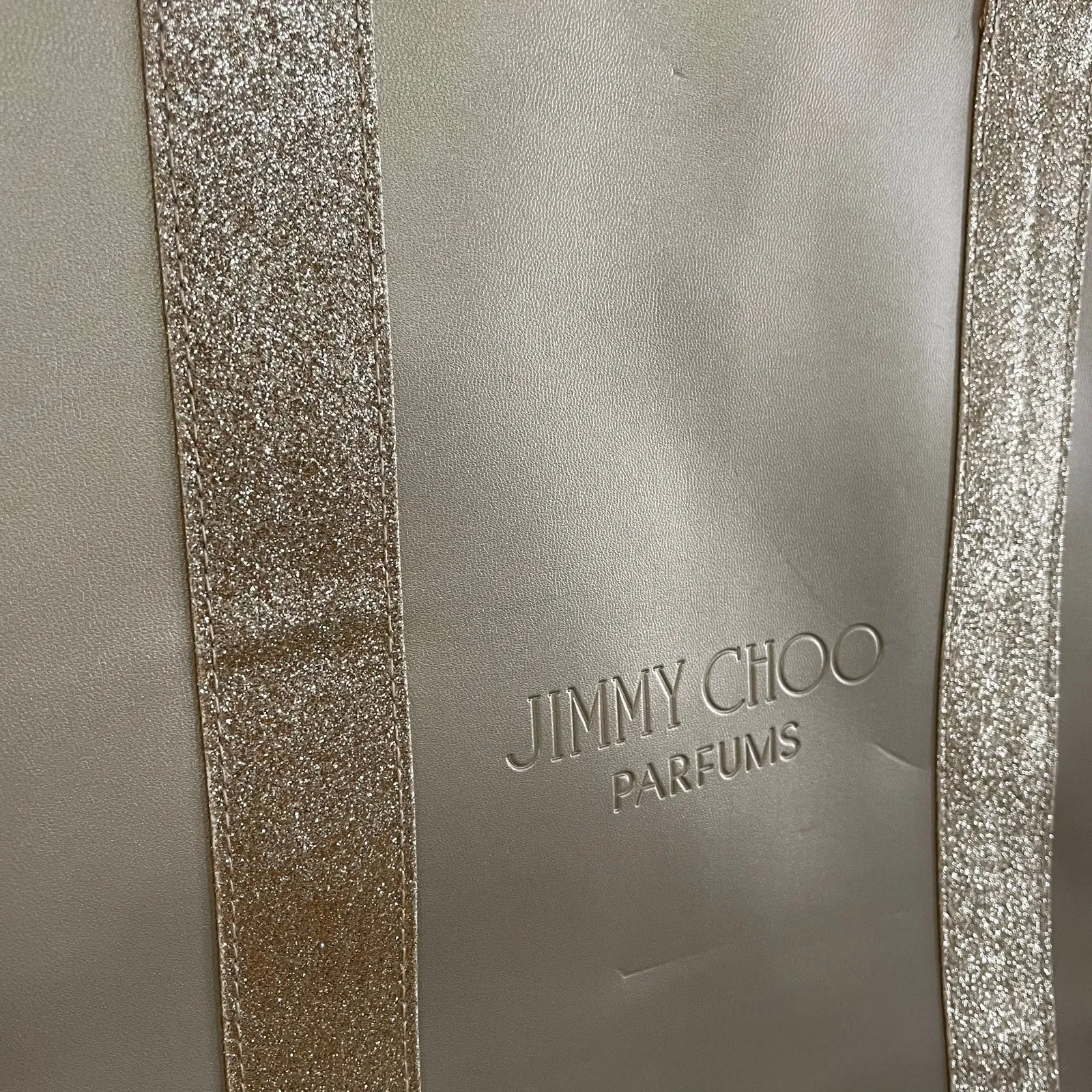 Jimmy Choo Parfums Tote Gift Bag Gold Metallic Glitter Holiday - Image 6