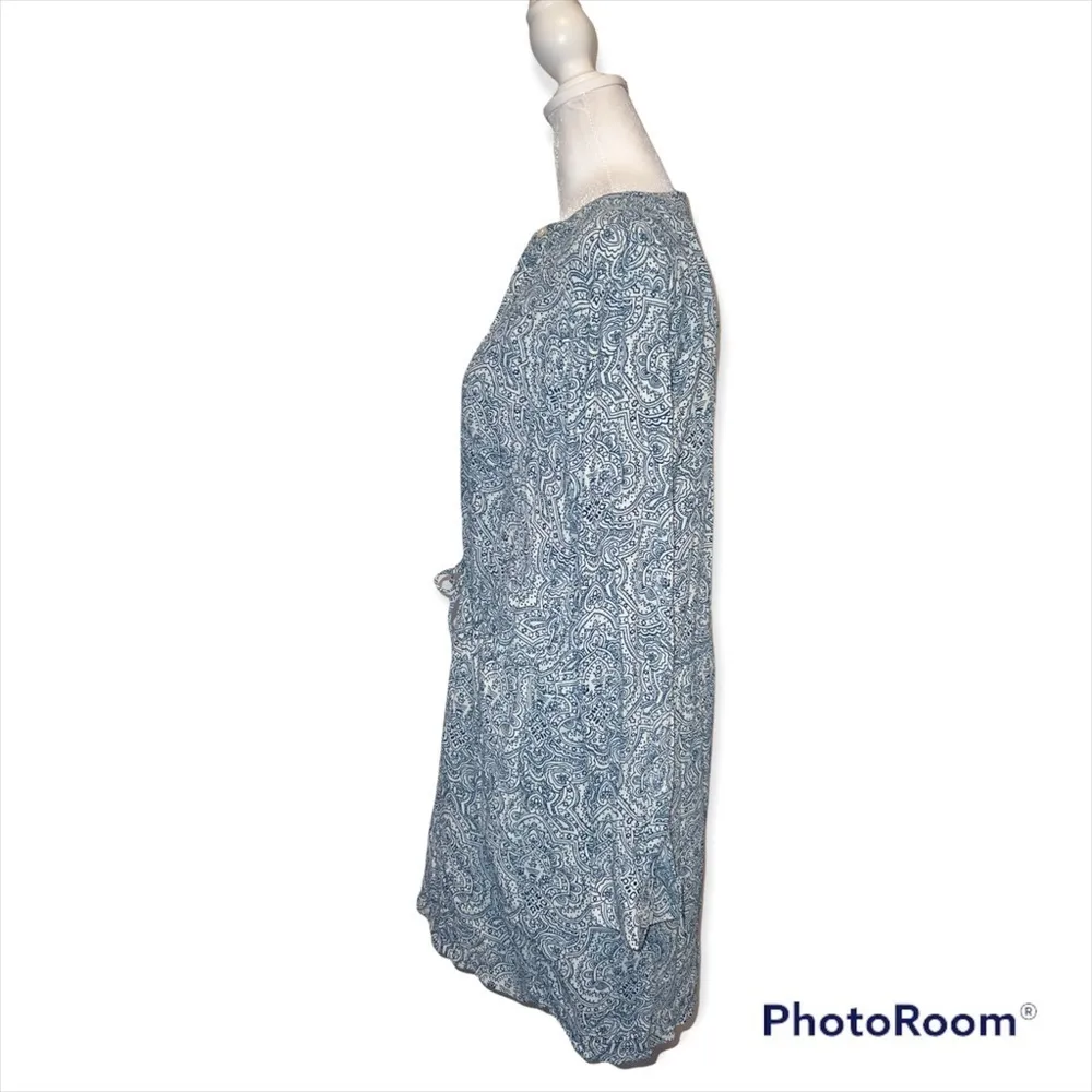 Gap Blue & White Tribal Paisley‎ Long Sleeve Midi Dress Size Medium - Image 3