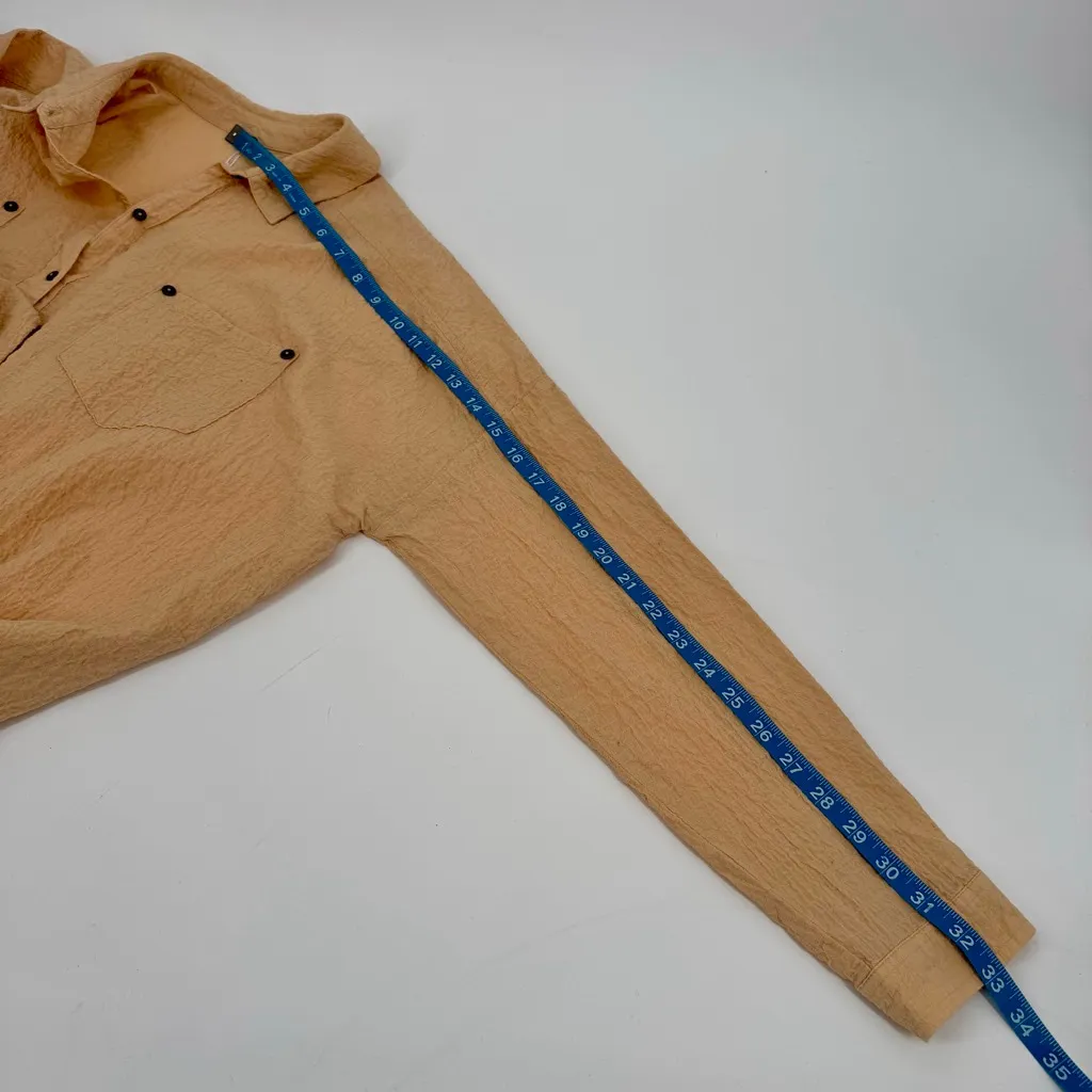 Free People Love Her Madly Oversized Button Shirt M Canteloupe Beach Cover Up - Image 11