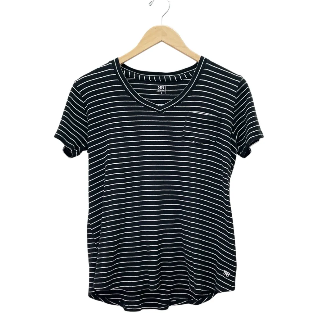 Albion Basic V Neck Tee Black White Stripe Pocket Short Sleeve T Shirt Sz Small - Image 2