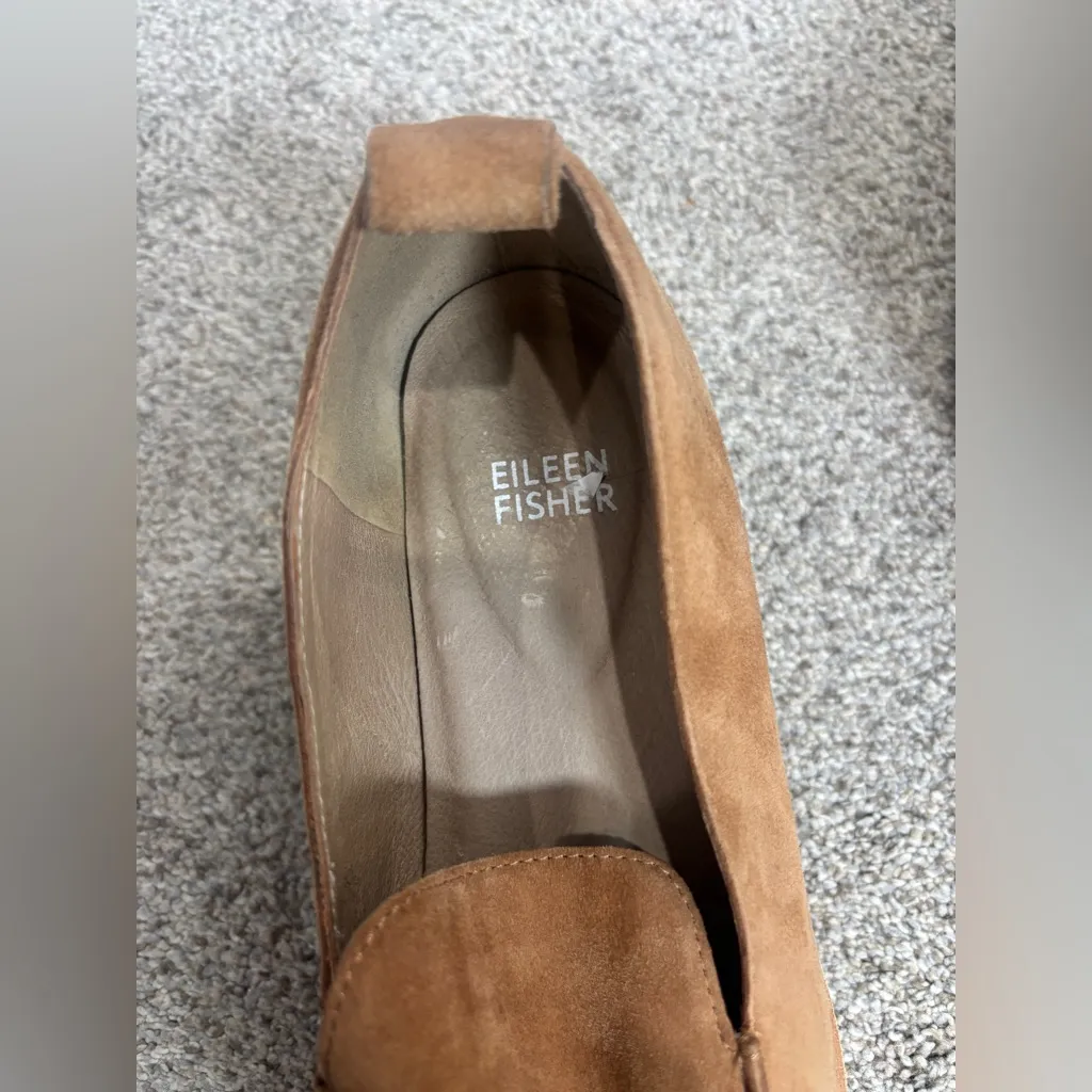 Eileen Fisher Suede Ells Platform Loafer Cognac Size 8 neutral business casual - Image 6