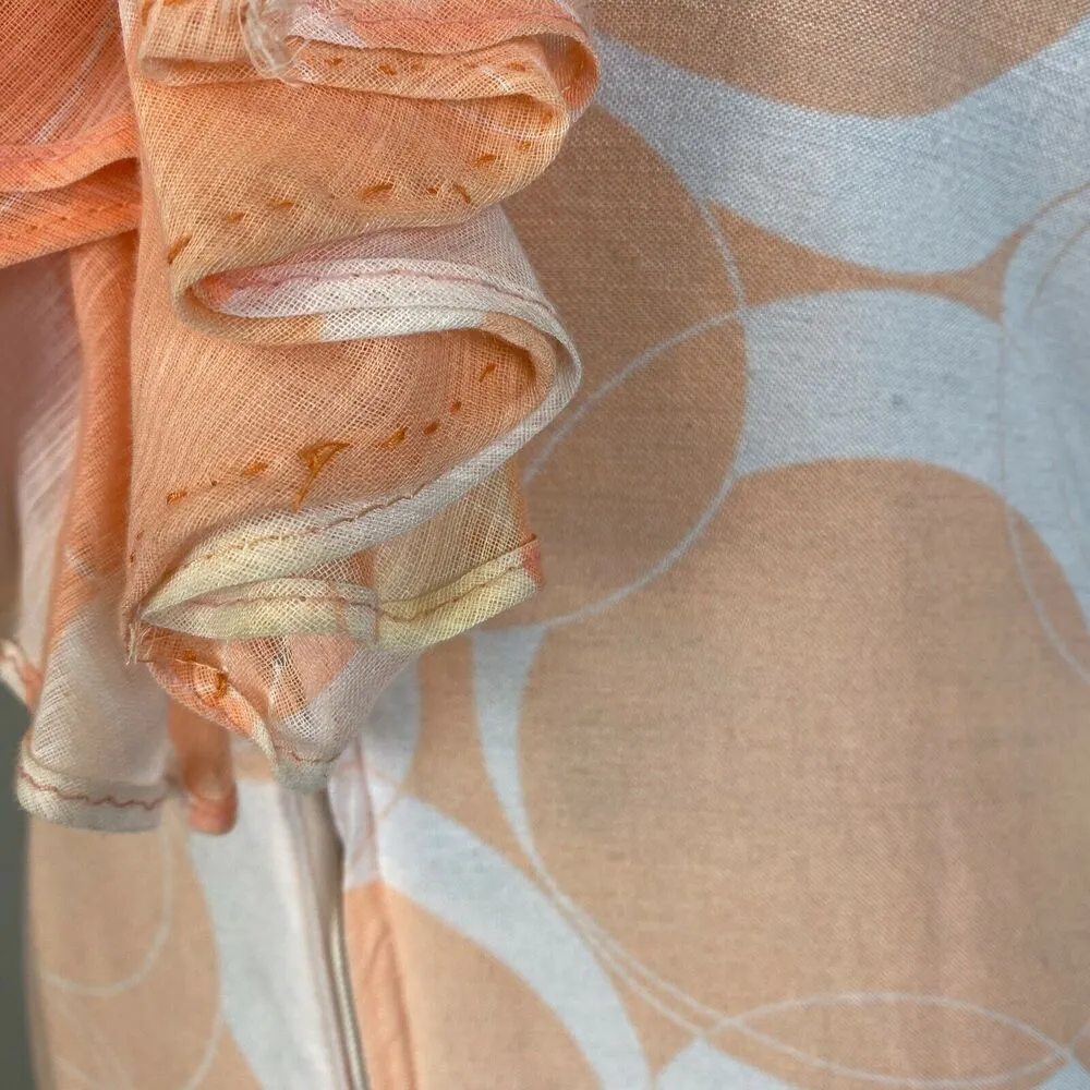 Evelyn Pearson Vintage 60s Ruffle Front Lounge Jumpsuit Size S Peach Wide Leg Pink - Image 3