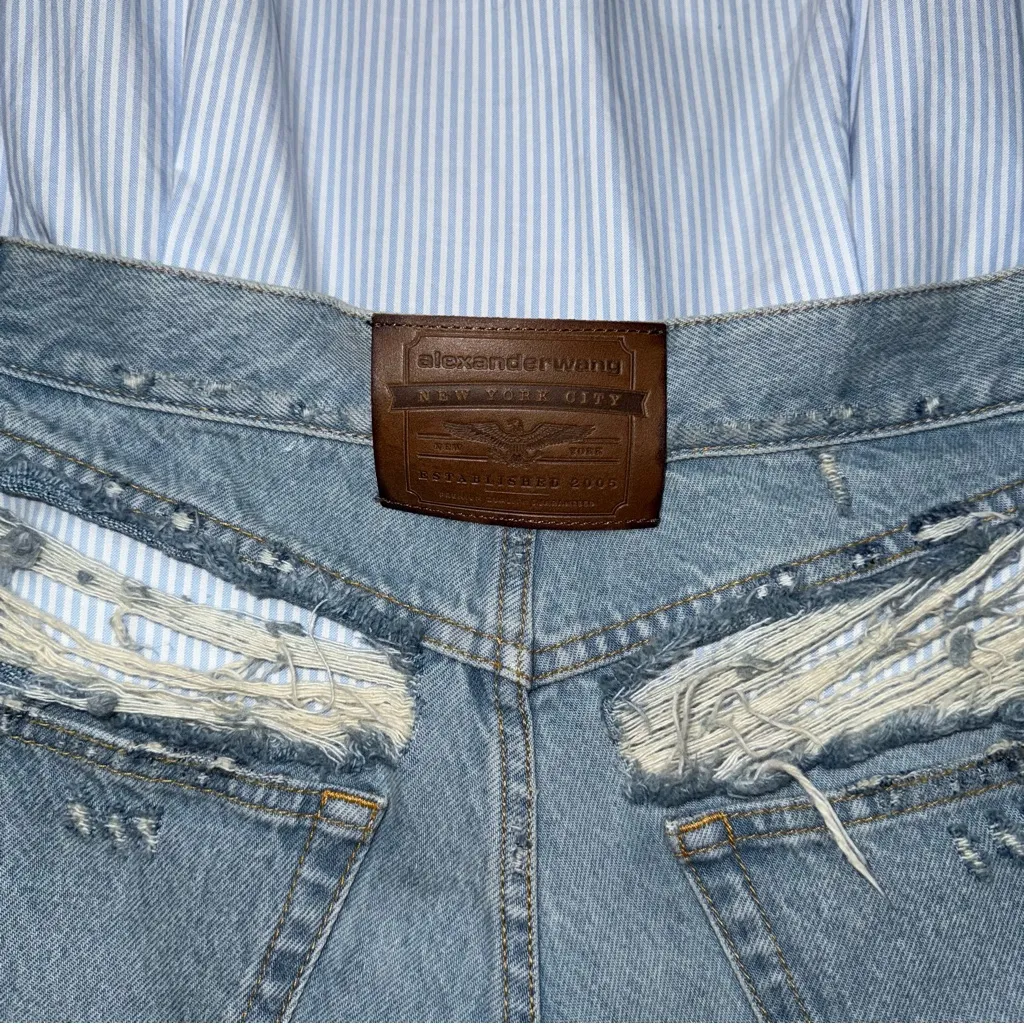 Alexander Wang Prestyled Button Down Denim Romper in Light Worn Indigo - Image 14