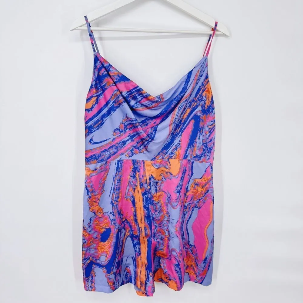 Louna Cowl‎ Neck Romper Marble Lg $220 Purple - Image 5