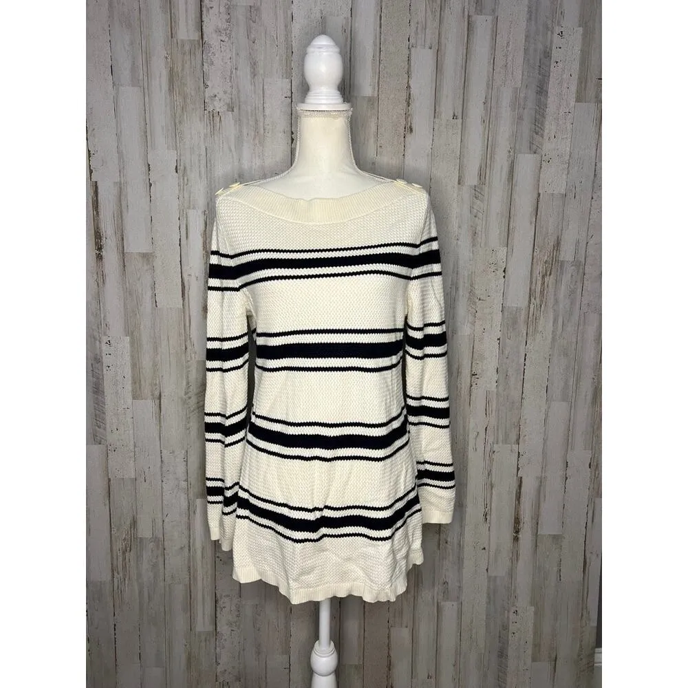 Talbots Women's Striped Sweater Large Multicolor Boat Neck Long‎ Sleeve Casual - Image 3