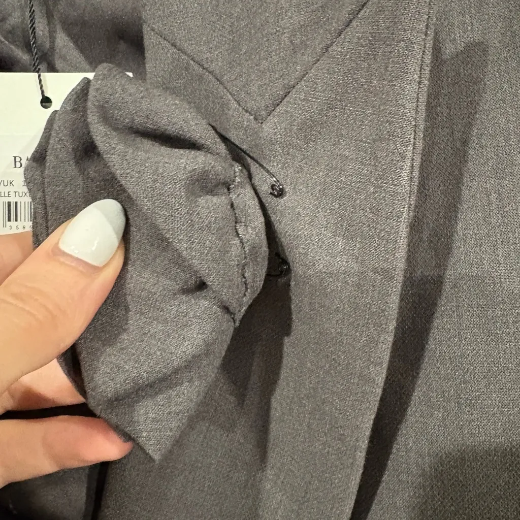 Bardot  Gray Joelle Long Sleeve Tuxedo Minidress- Size Medium - Image 6