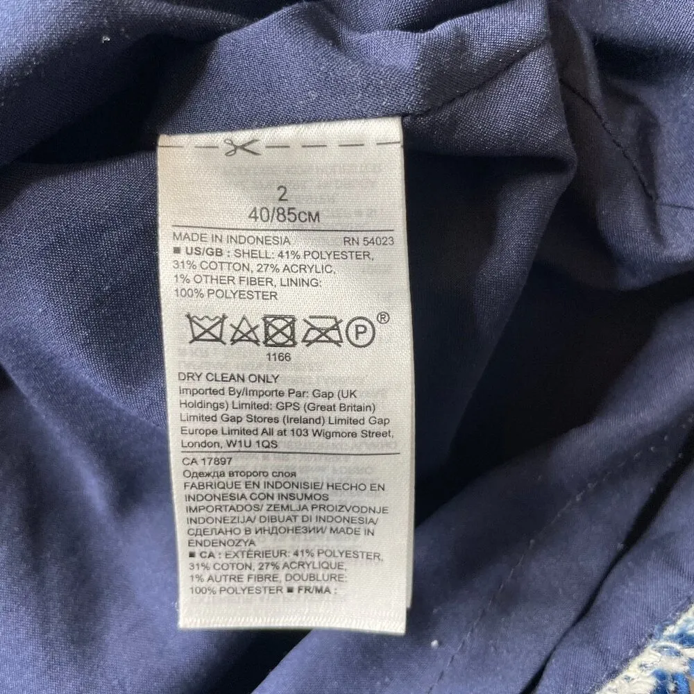 Banana Republic Women's Blue Tweed Fringe Hem Mini Skirt With Pockets Sz 2 - Image 7