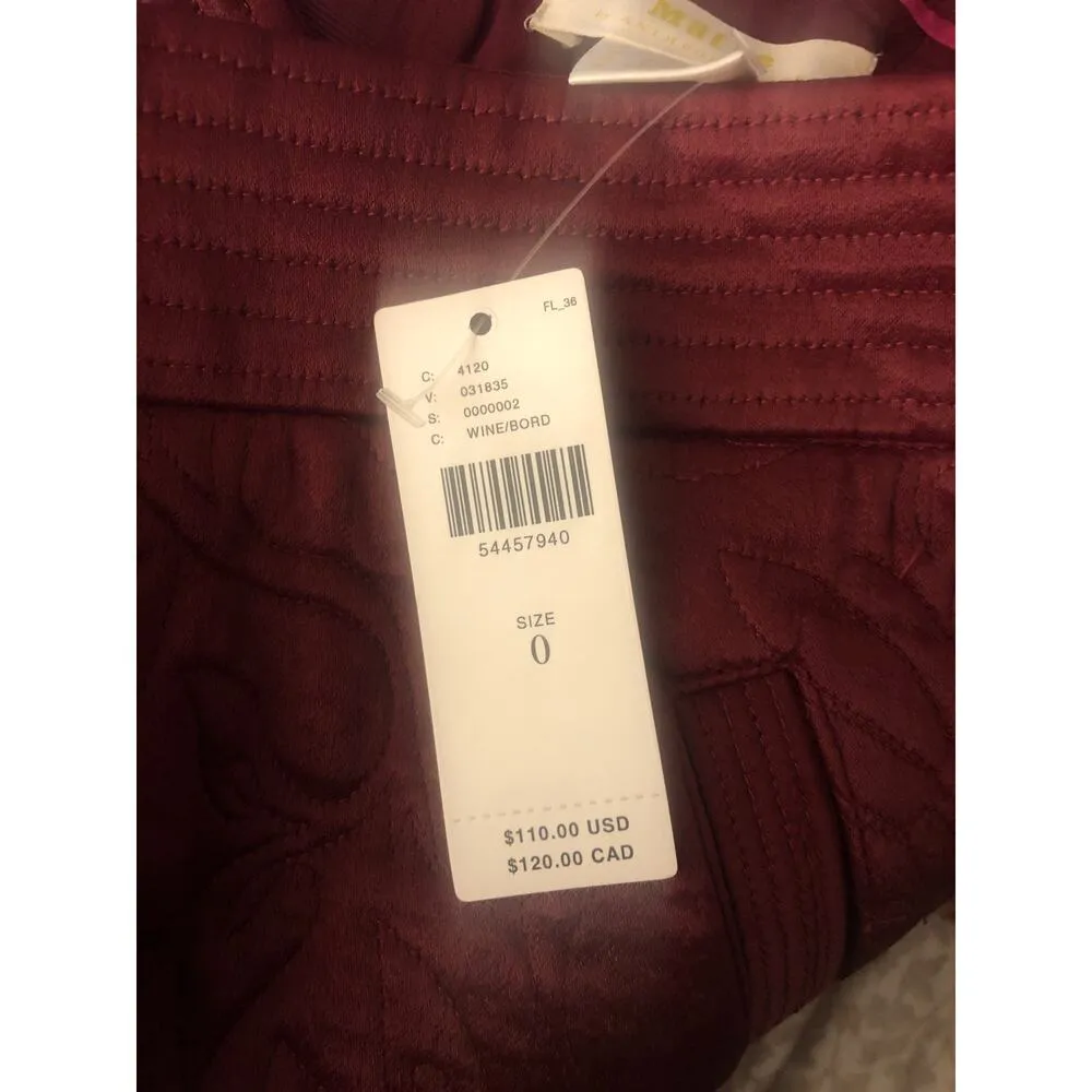 Anthropologie Maeve NWT Women's Beatrice Quilted Mini Skirt Burgundy 0 - Image 3