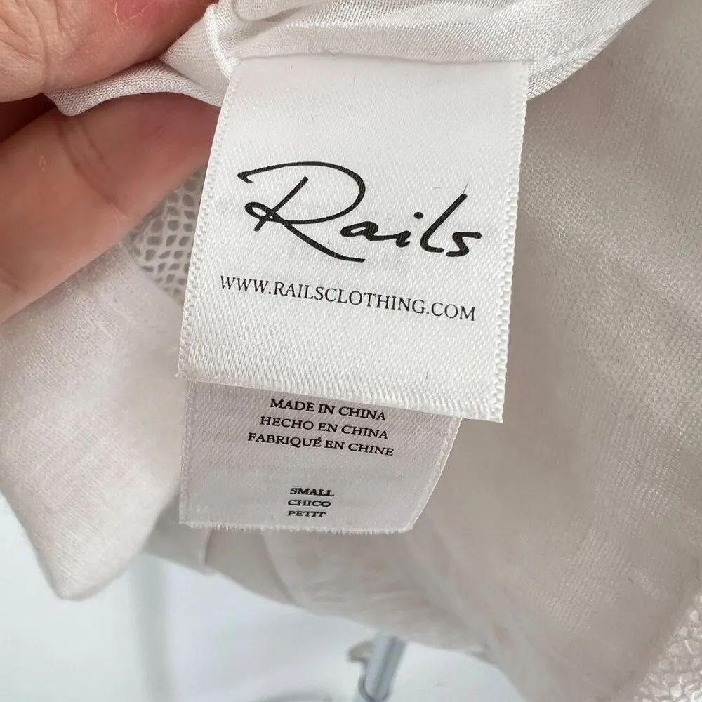 Rails Jasmine White Lace Detail Mini Dress Long Sleeve A-Line Size Small - Image 16