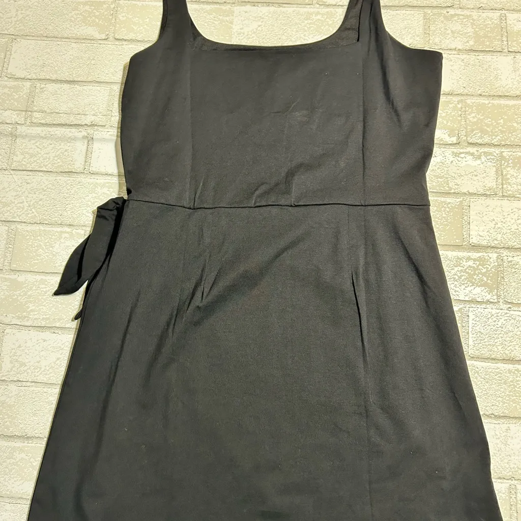 Loft  Black Mini Dress with Side Bow - Image 3