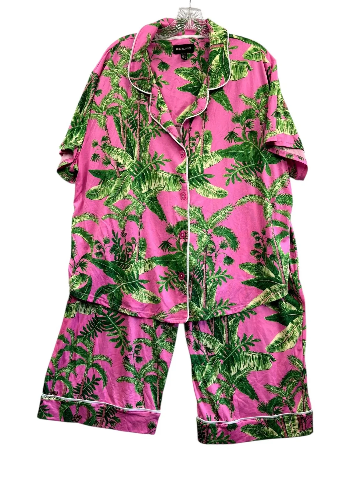 Room Service Women's Pink Palm Tree Pajama Set Loungewear XX Large Size XXL - Image 1