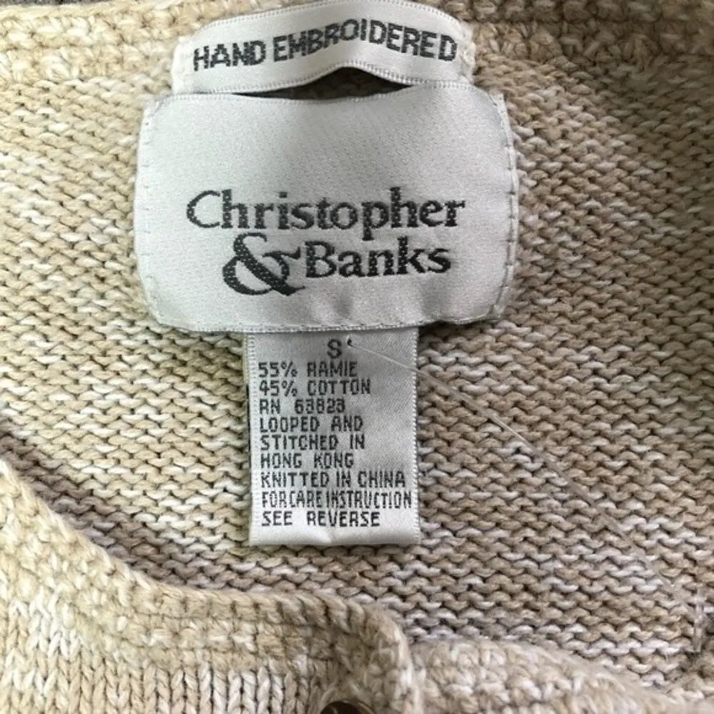 Christopher & Banks Hand Embroidered Bird Floral Print Button Front Sweater - Image 6