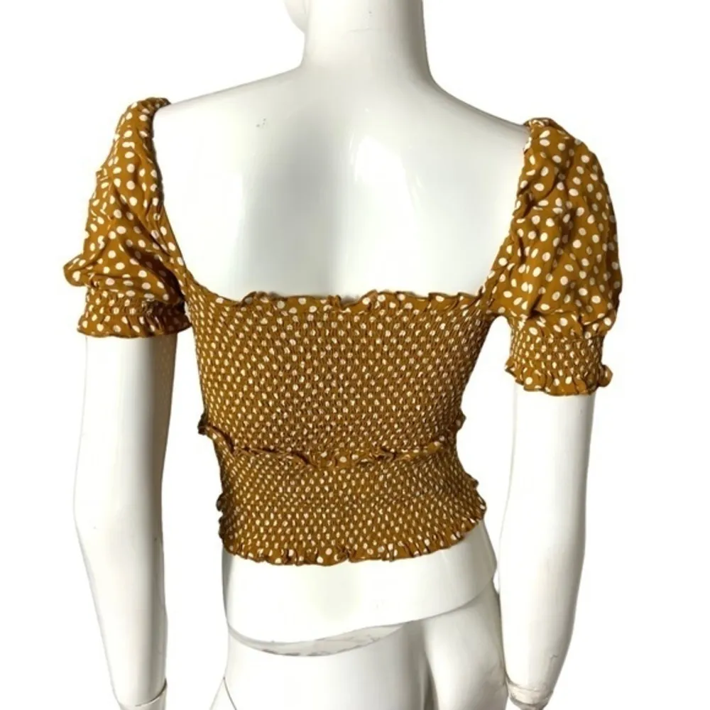 River Island shirred‎ polka dot square neck crop top 8 - Image 3