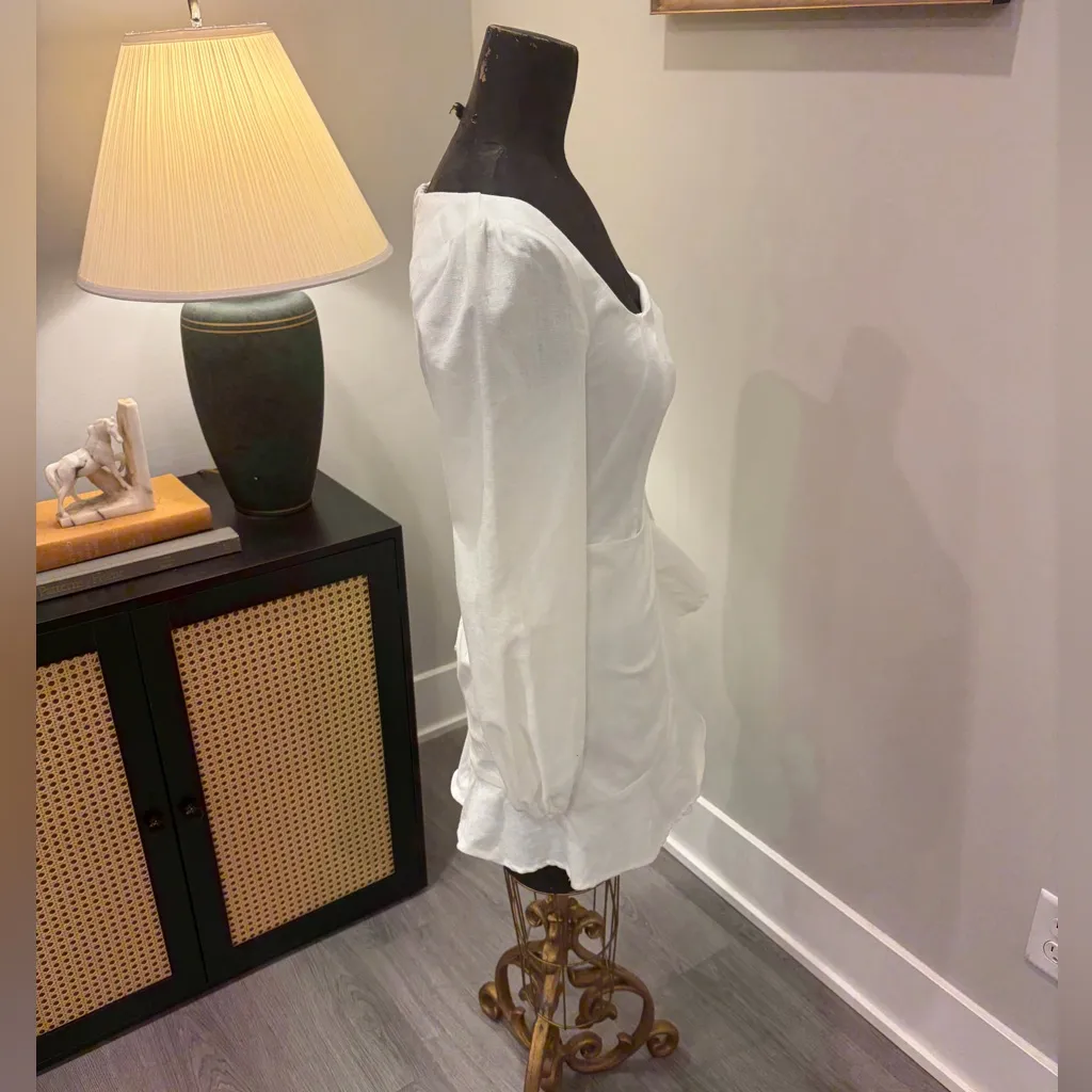 NWT Princess Polly The Villa White Long Sleeve Mini Dress Size 4 FLAW Old Money - Image 7